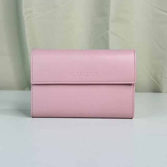 Gucci Pink Leather Small Wallet Elegant with Classic Logo Design Compact - Picture 2 of 8